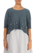 Flowers Decorated Washed Effect Graphite Linen Jumper 1