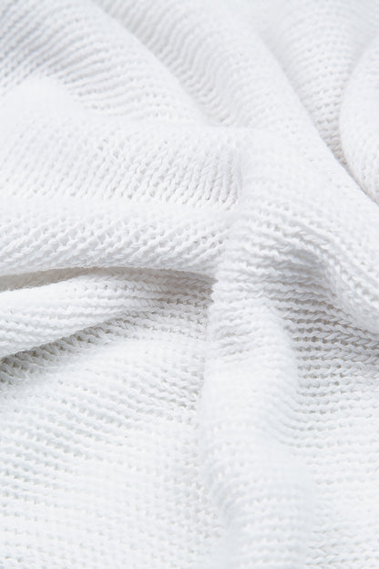 Flowers Decorated White Linen Jumper 5