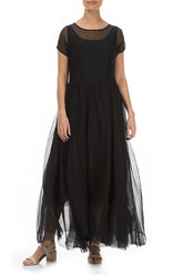 Flowy Black Silk Chiffon Dress 3