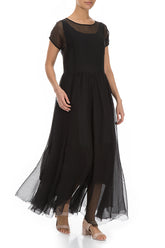 Flowy Black Silk Chiffon Dress 4