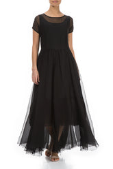 Flowy Black Silk Chiffon Dress 5