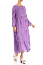 Frilled Lavender Gauze Linen Maxi Dress 6