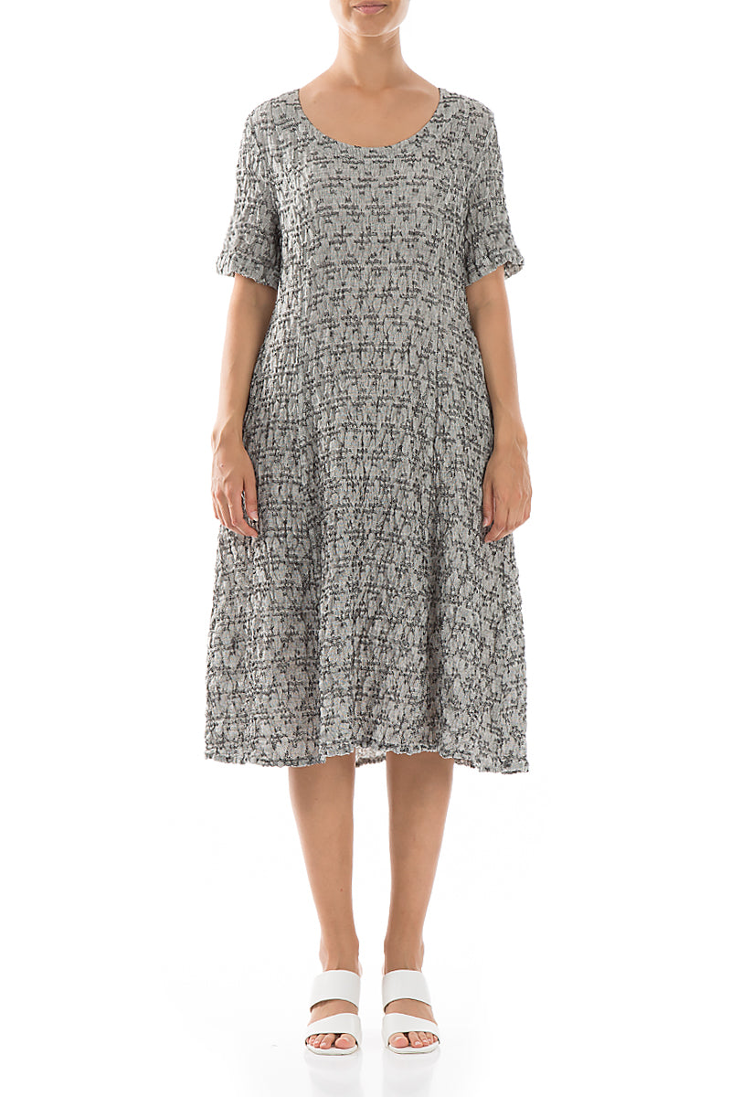 Geometric Texture Grey Linen Dress 1