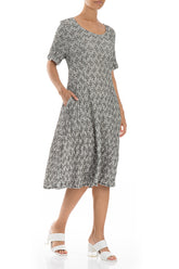 Geometric Texture Grey Linen Dress 5
