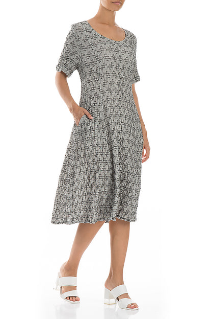 Geometric Texture Grey Linen Dress 5