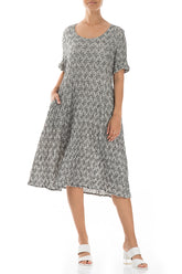 Geometric Texture Grey Linen Dress 3