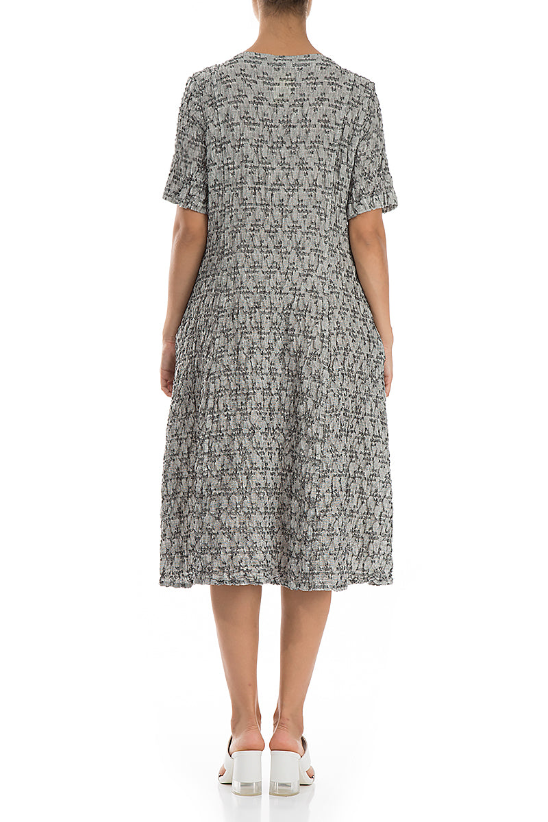 Geometric Texture Grey Linen Dress 2