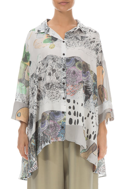 Hand Painted Silk Bamboo Shirt 1
