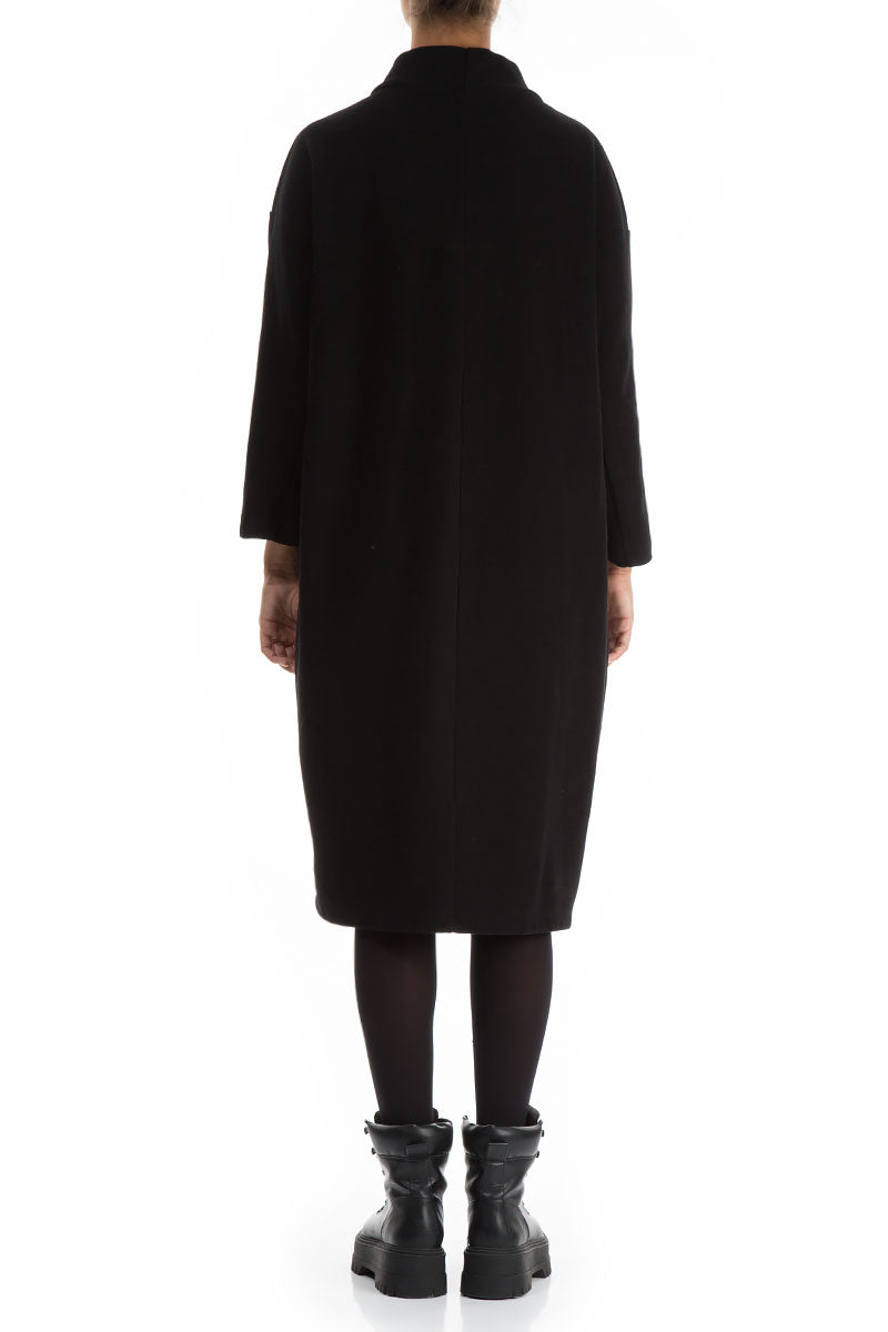 High Neck Black Jersey Cotton Dress 2