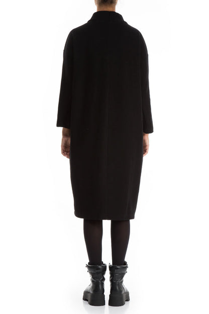 High Neck Black Jersey Cotton Dress 2