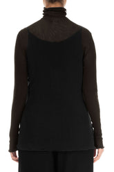 High Neck Fitted Black Tulle Silk Blouse 2