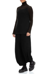 High Neck Fitted Black Tulle Silk Blouse 4