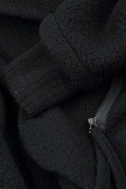 Hooded Black Plush Wool Cotton Zip Jacket 6