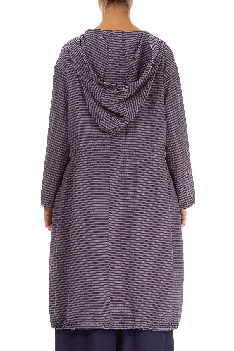 Hooded Amethyst Textured Silk Jacket 2