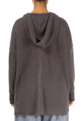 Hooded Brown Linen Cardigan 2