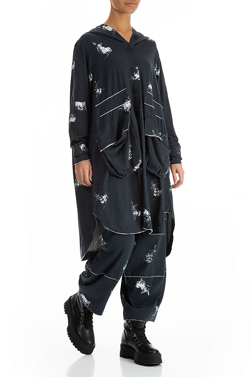 Hooded Oversized Abstract Cotton Jacket-Coat 3