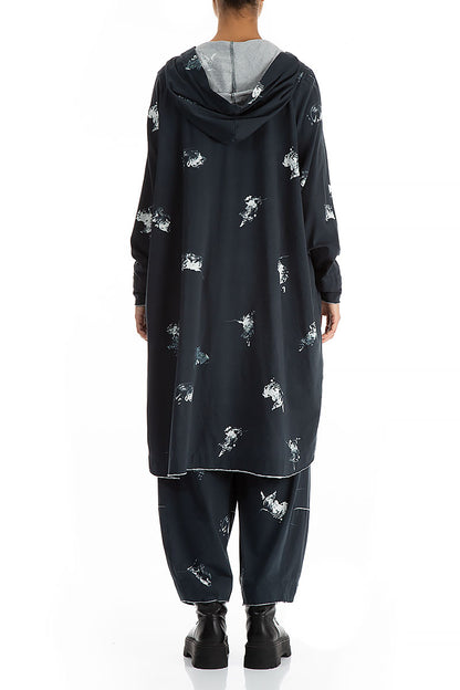 Hooded Oversized Abstract Cotton Jacket-Coat 2
