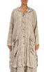 Hooded Oversized Beige Checkered Cotton Jacket 1