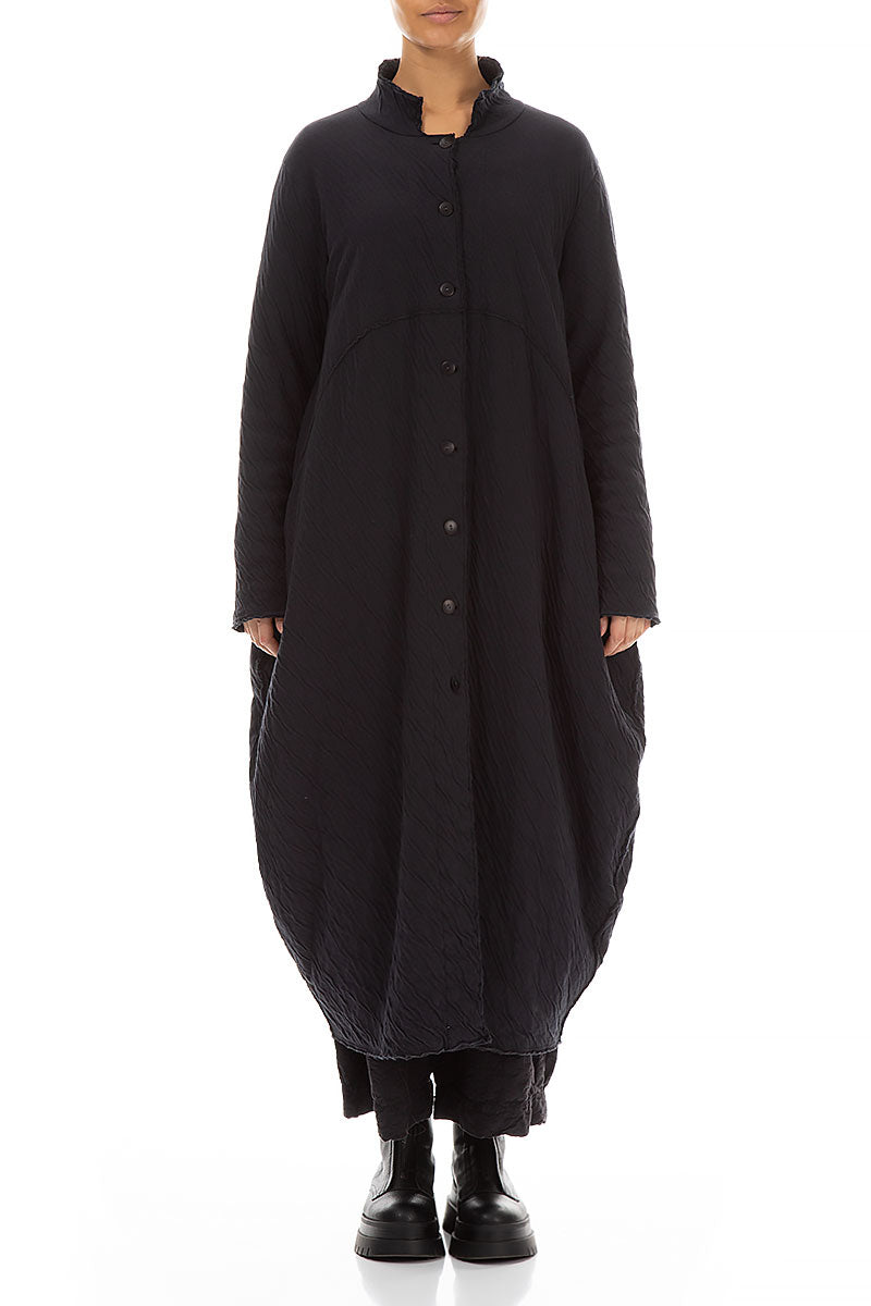 Long Balloon Grey Wavy Cotton Coat 1