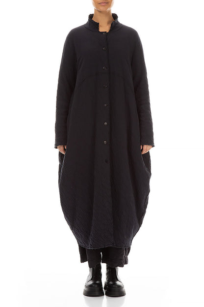 Long Balloon Grey Wavy Cotton Coat 1