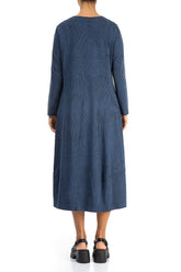 Long Feathers Denim Blue Cotton Dress 2