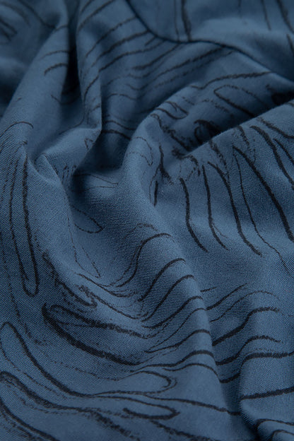 Long Feathers Denim Blue Cotton Dress 5