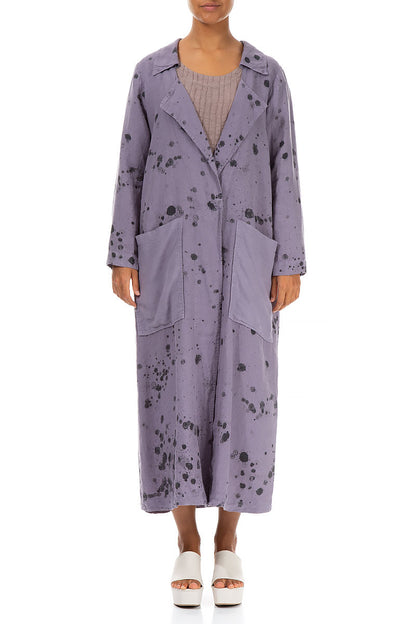 Long Violet Splash Linen Jacket 1