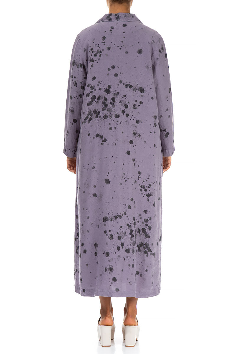 Long Violet Splash Linen Jacket 2