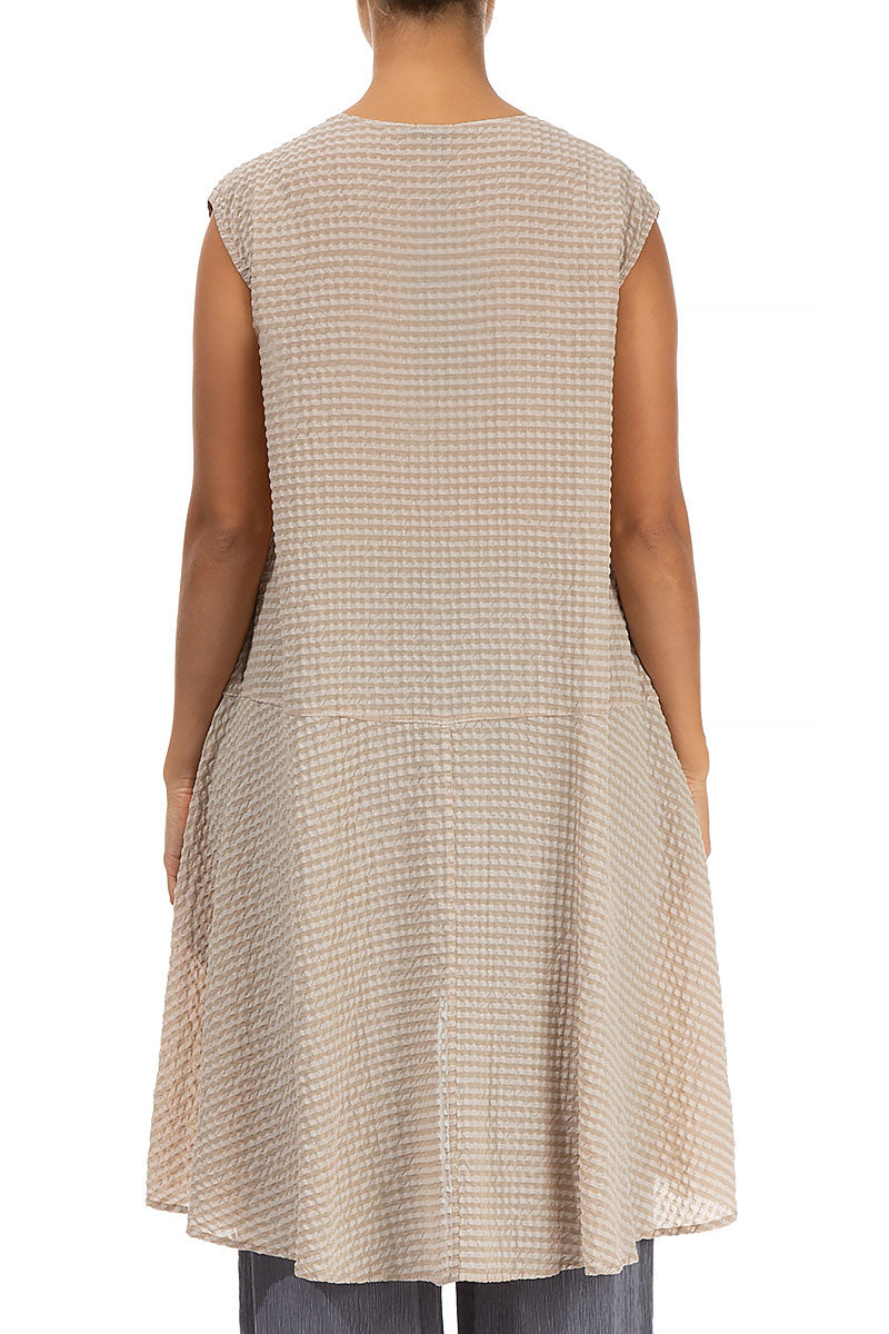 Longer Back Beige Textured Silk Tunic 2