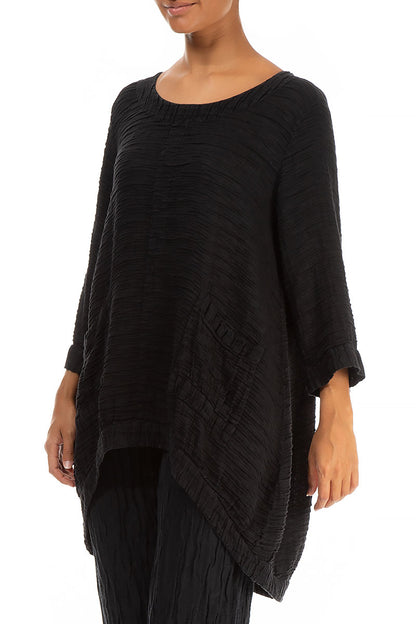 Longer Back Crinkled Black Silk Tunic 3