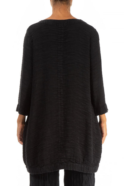 Longer Back Crinkled Black Silk Tunic 2