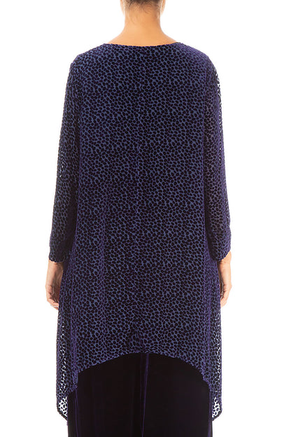 Longer Edge Devoré Dot Purple Silk Velvet Tunic 2