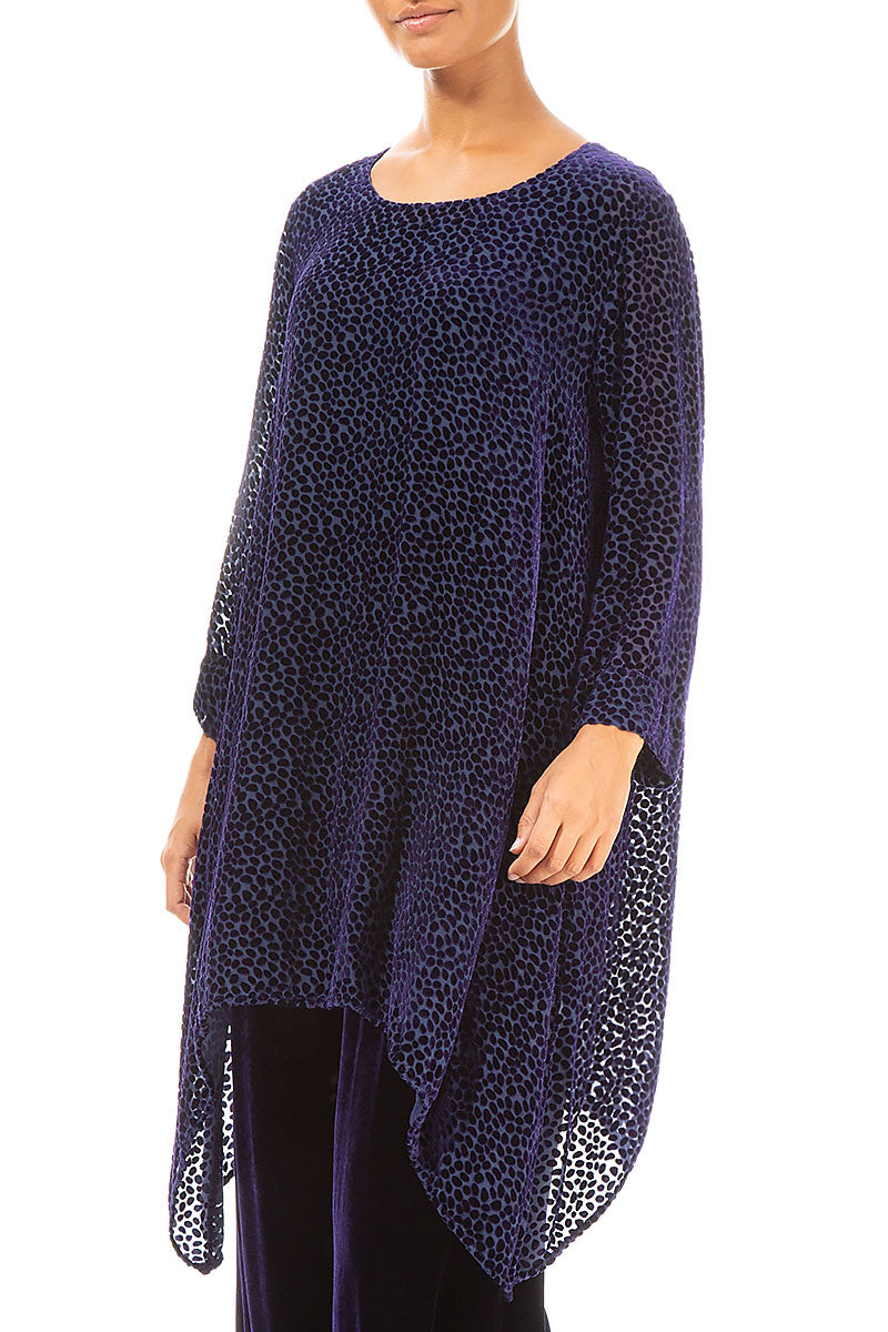 Longer Edge Devoré Dot Purple Silk Velvet Tunic 3