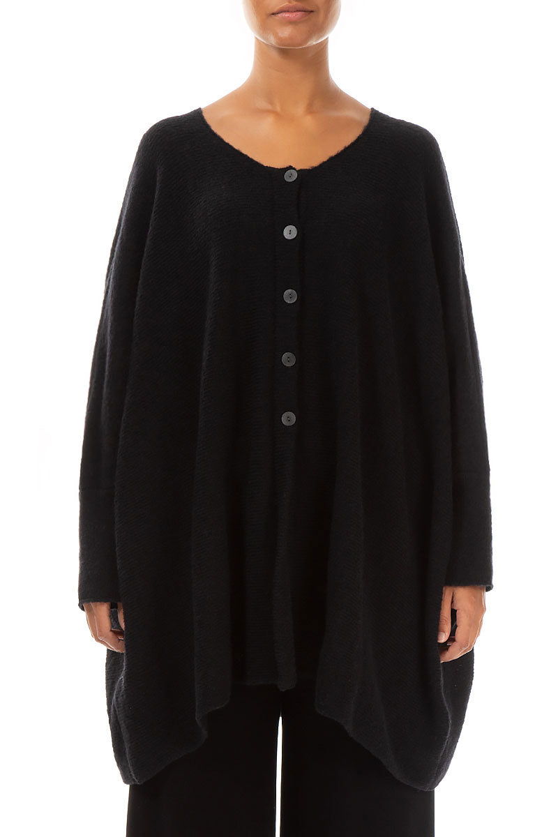 Loose Boxy Black Wool Cardigan 1