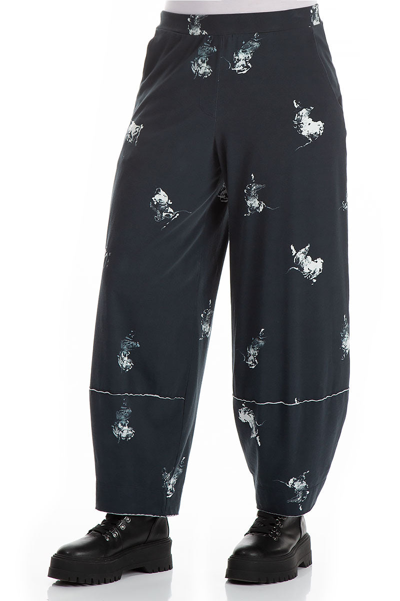 Loose Abstract Print Jersey Cotton Trousers 3