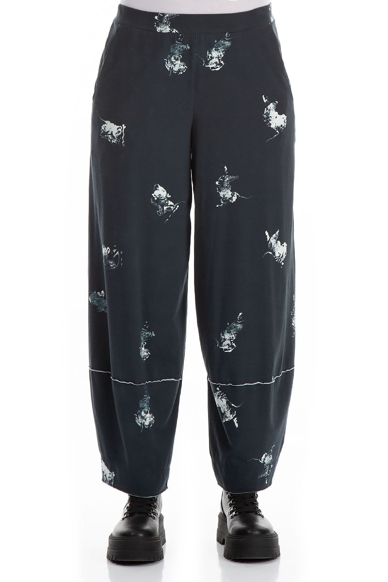 Loose Abstract Print Jersey Cotton Trousers 1