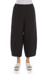 Loose Black Pure Linen Trousers 1