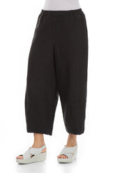 Loose Black Pure Linen Trousers 3