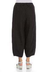 Loose Black Pure Linen Trousers 2