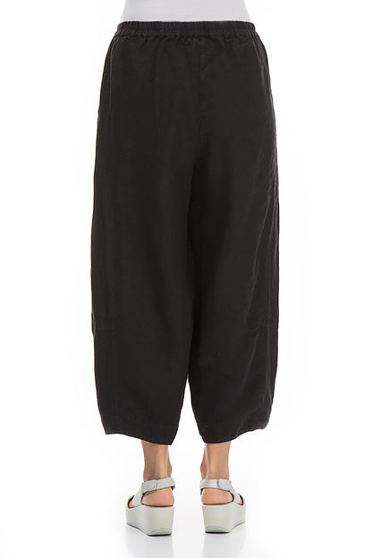 Loose Black Pure Linen Trousers 2