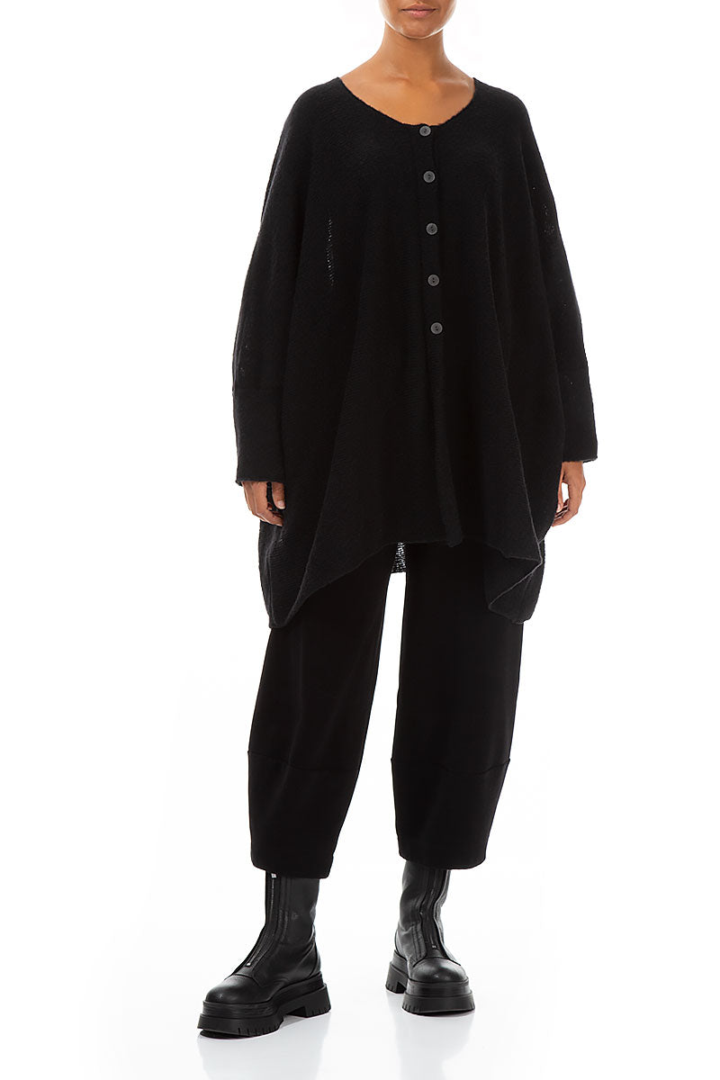 Loose Boxy Black Wool Cardigan 4