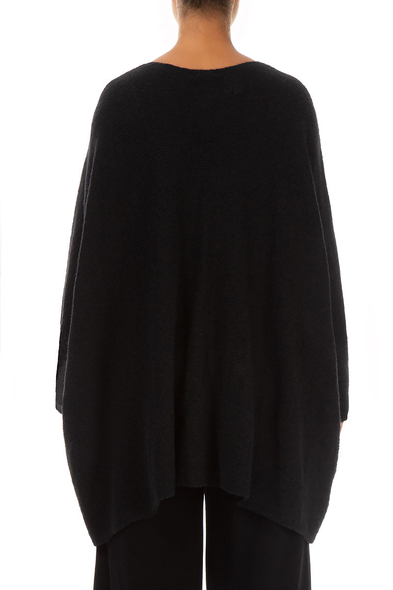 Loose Boxy Black Wool Cardigan 2