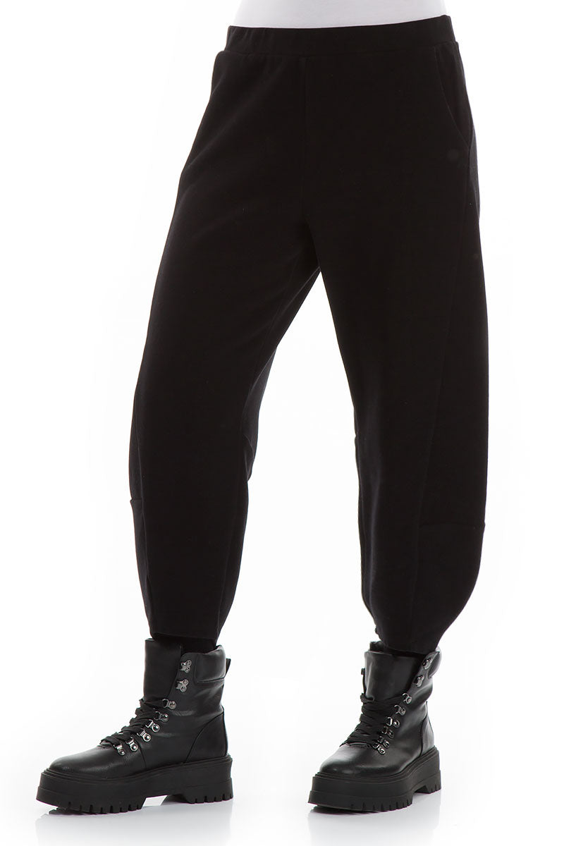 Taper Black Cotton Jersey Trousers 3