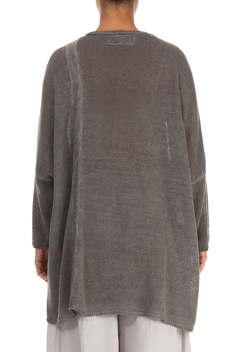 Loose Washed Effect Taupe Linen Jumper 2