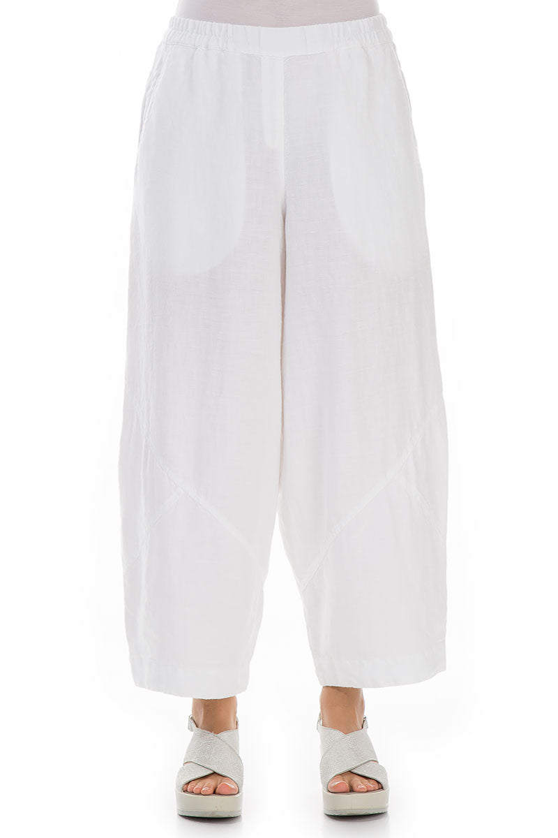 Loose Wider White Linen Trousers 1