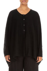 Boxy Black Linen Cardigan 1