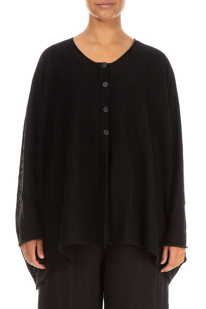 Boxy Black Linen Cardigan 1