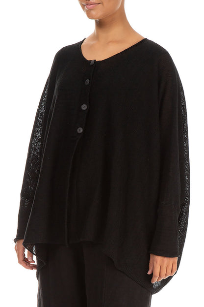 Boxy Black Linen Cardigan 3