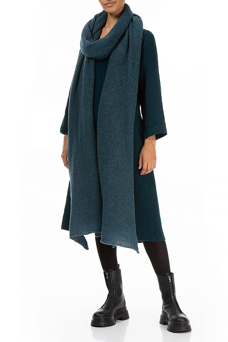 Extra Long Teal Wool Scarf 2