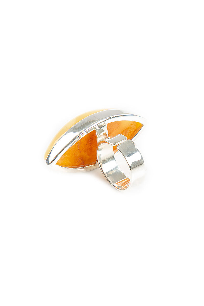 Marquise Yellow Amber Ring 4
